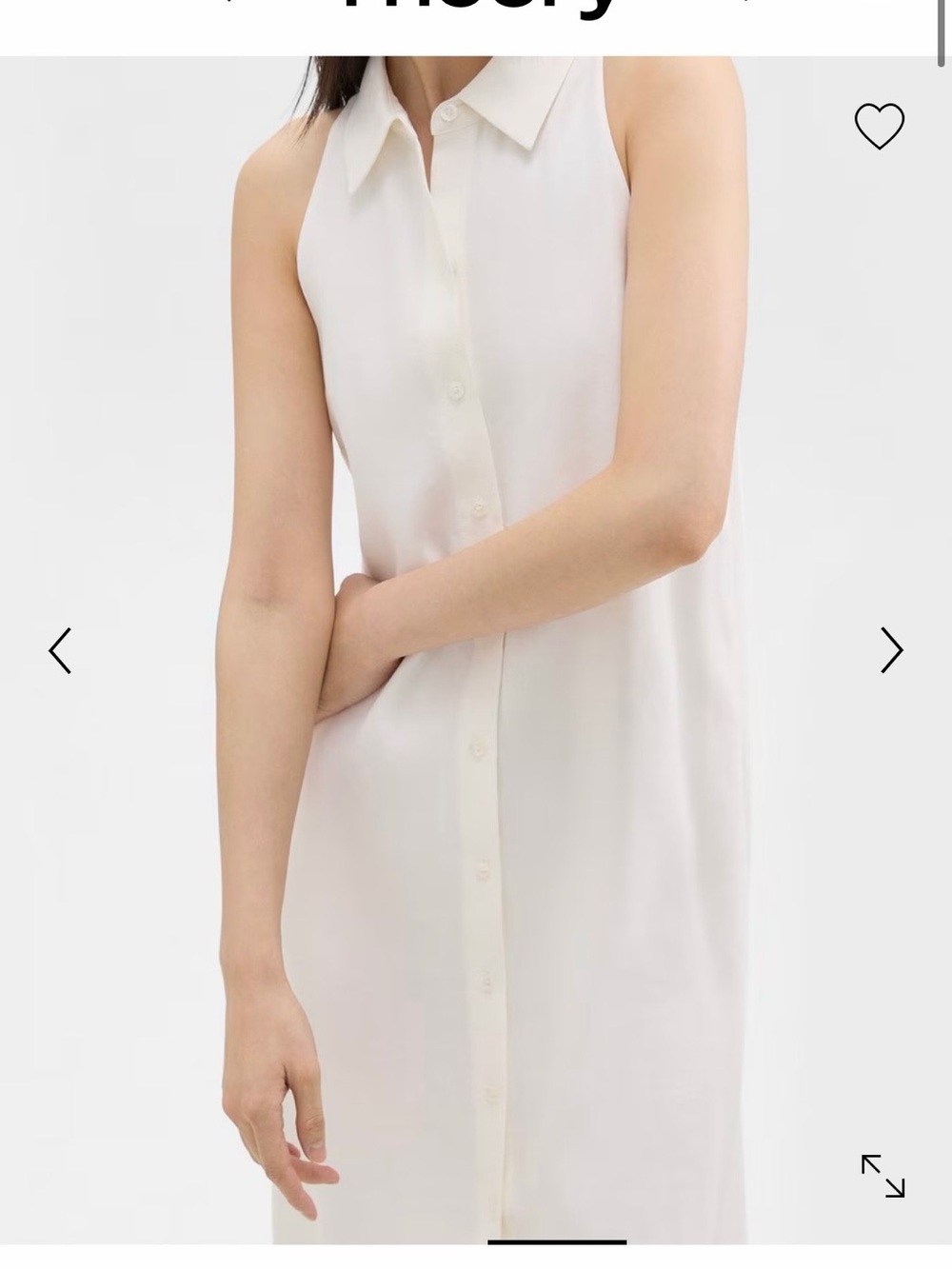 Theory Sleeveless Halter Shirt Dress in White - Picture 2 of 7